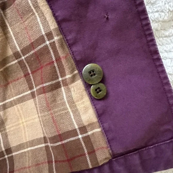 LL Bean Purple Canvas Flannel Corduroy Collar Barn Adirondack Jacket L Reg - Picture 7 of 7